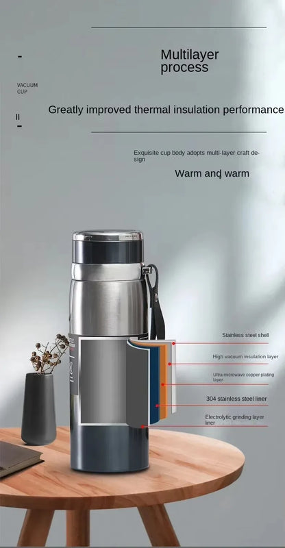 Garrafa Térmica Inox 1L – Mantém Quente ou Gelado por Muito Mais Tempo
